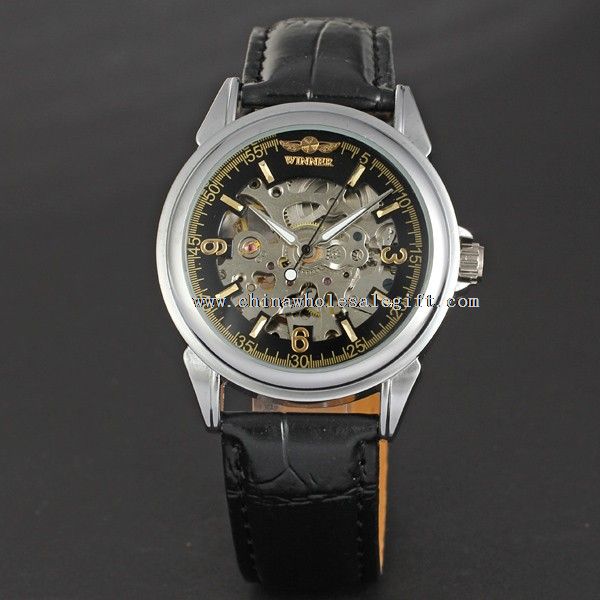 silver skeleton watch for men
