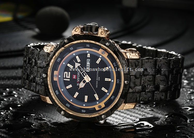 Men Quartz Analog 3D Face Full Steel Clock Man Sports Watch