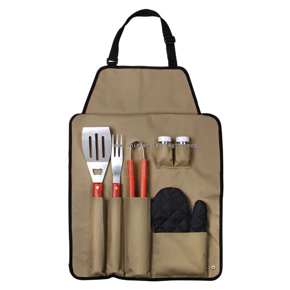 7-Piece Outdoor BBQ Apron Utensil Set