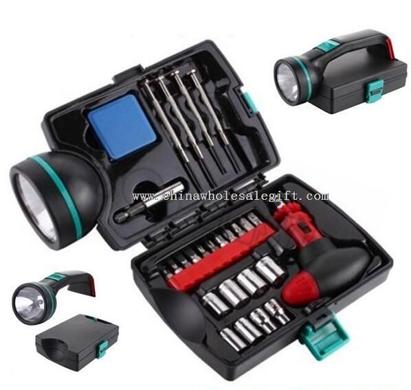 25 Piece Multi-Function Tool Set with Flashlight