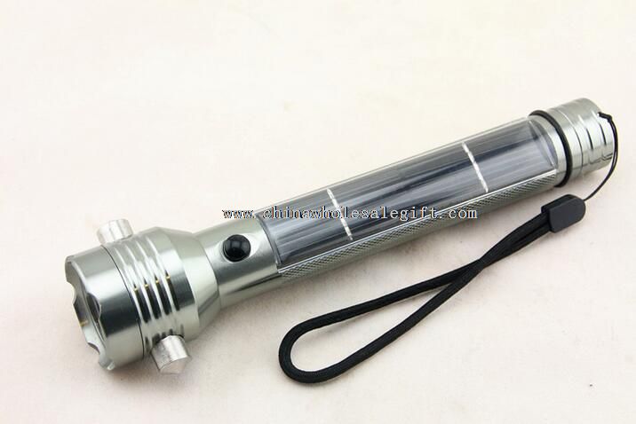 LED waterproof solar rechargeable power flashlight