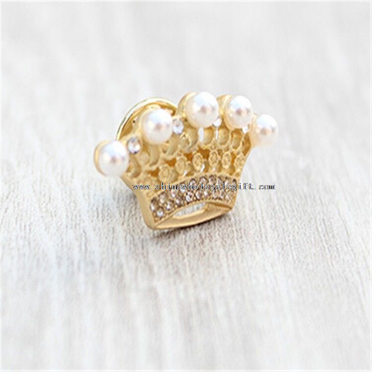 Metal Crown Beads Badge Pin