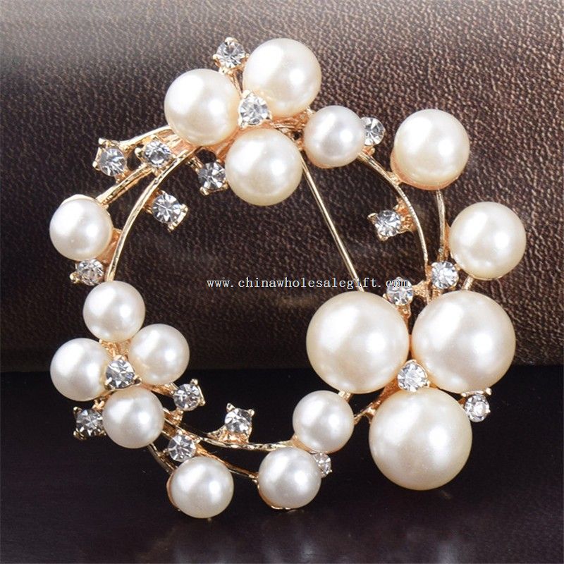 Rhinestone Real Pearl Bulk Brooch
