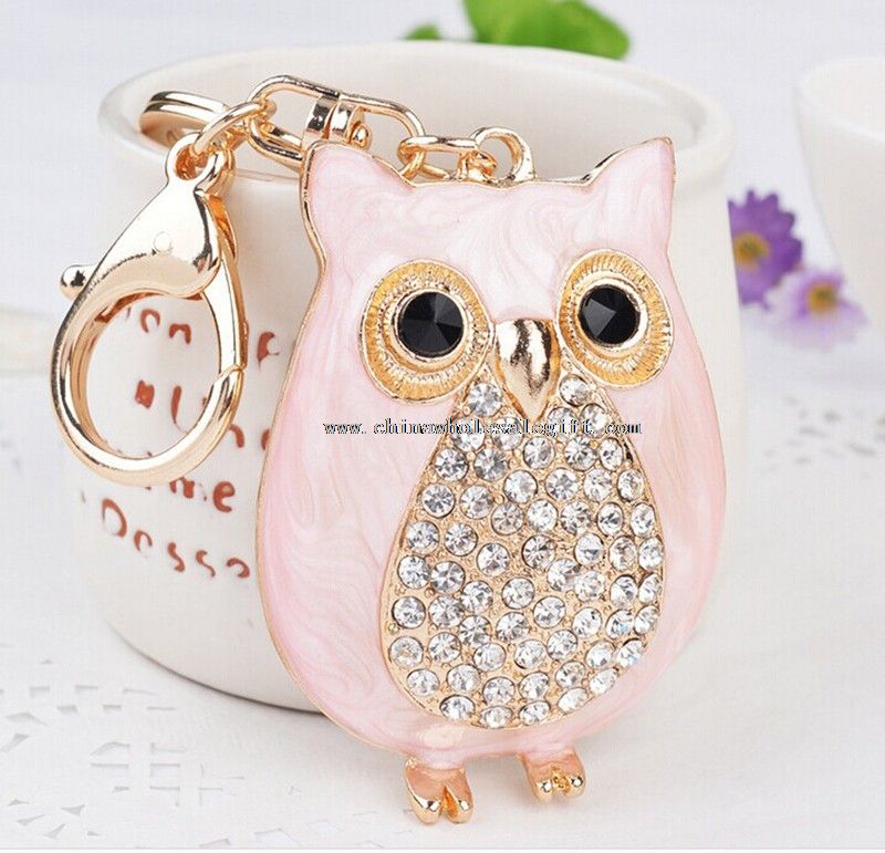 Metal Animal Keychain With Crystal