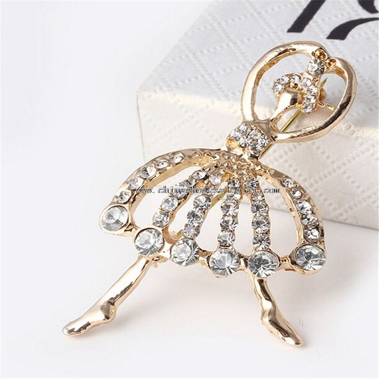 Mini Ballet Girl Collar Crystal Badge Lapel Pin