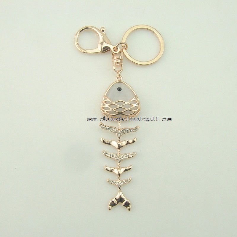 rhinestone fish pendant key ring