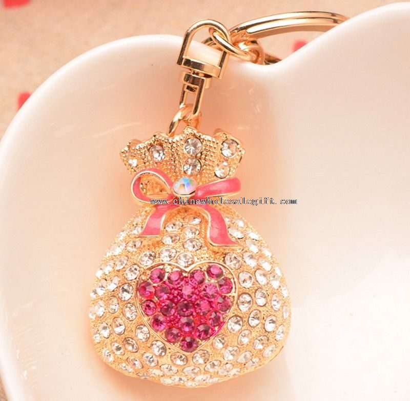 rhinestone shiny bag shaped keychains