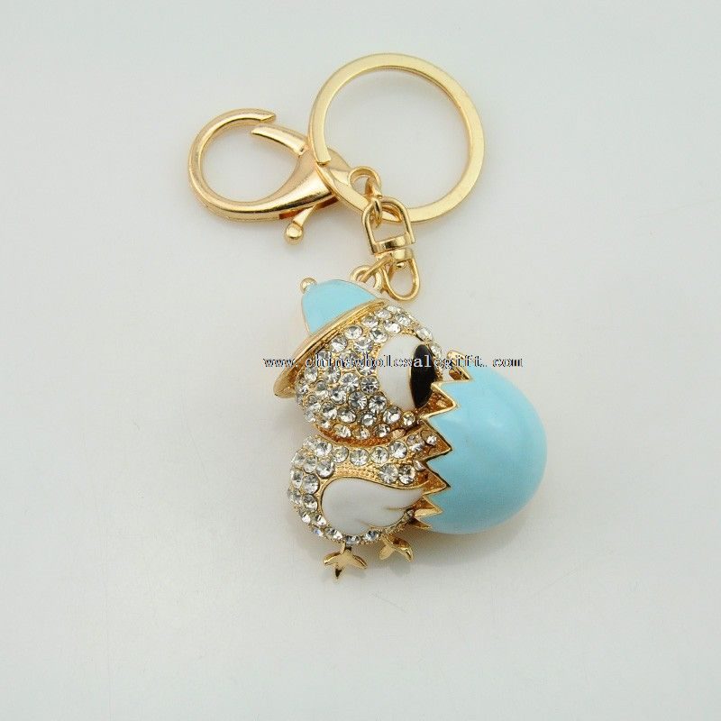 baby chicken rhinestone key ring
