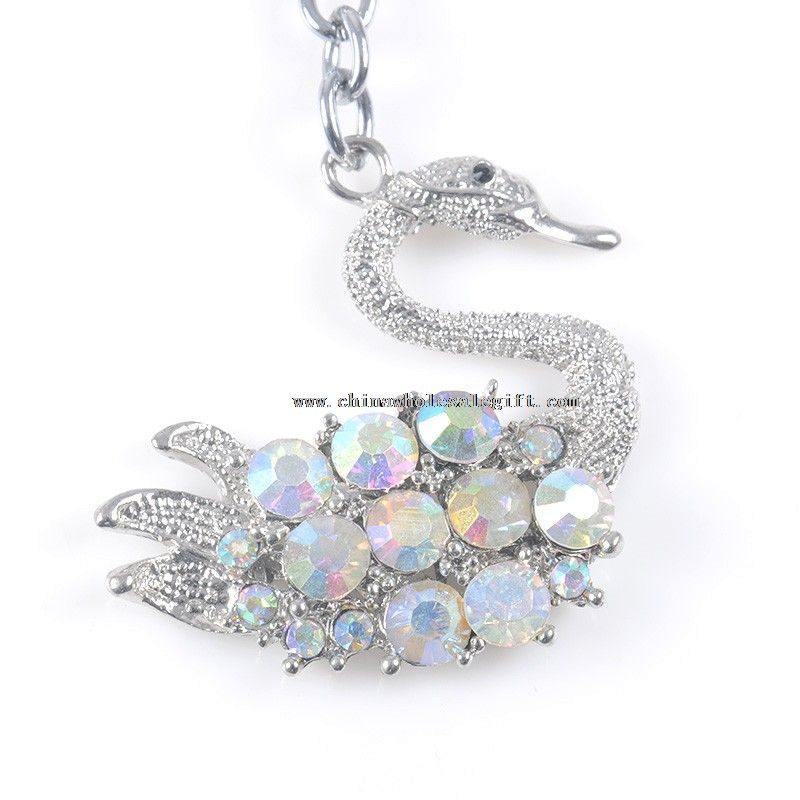 swan crystal keychain
