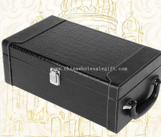 Crocodile grain leather wine box