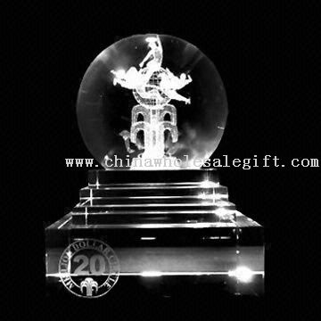 Prêmio de bola de gravura 3D Crystal Award com trabalho de gravura 3D