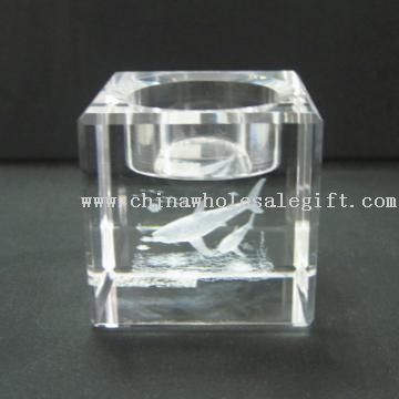 Laser-Engraved Crystal Candle Holder