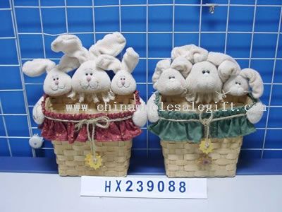 three-white hare head in basket 2/s