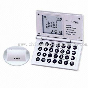 Calculadora de bolsillo con calendario de pantalla