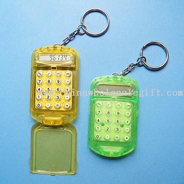 Novelty Calculator with Flip Top Cover and Metal Keychain