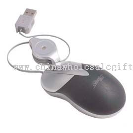 Mini optical mouse with retractable USB cable
