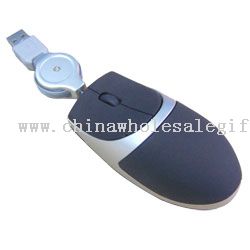 Mini optiske musen med uttrekkbar USB-kabel