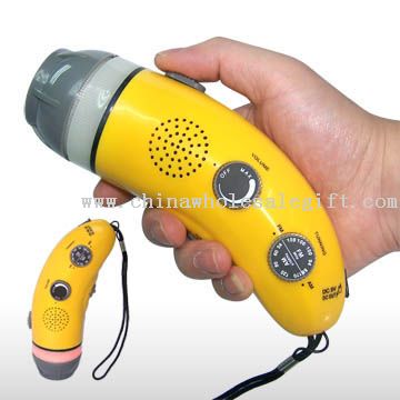 Crank Dynamo Flashlight with Radio and Mobile Phone Charger