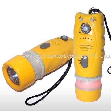 Crank Dynamo Flashlight with Radio and Mobile Phone Charger