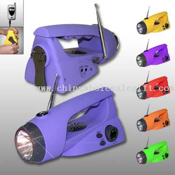 Crank Dynamo Flashlight with Radio and Mobile Phone Charger