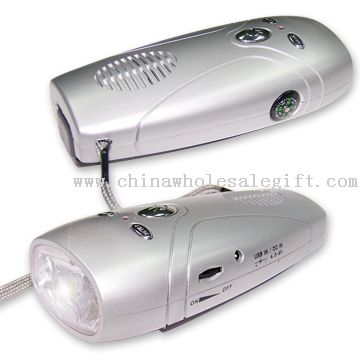 Crank Dynamo LED Flashlight with Radio