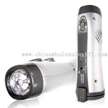 Crank Dynamo LED Flashlight with Radio and Mobile phone charger