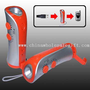 Crank Dynamo Flashlight with Radio and Mobile Phone Charger