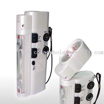 Multi-functional Crank Dynamo Flashlight with Radio and Mobile Phone Charger