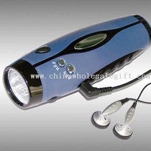 Crank Dynamo Flashlight with Radio and Mobile Phone Charger images