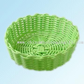 Woven Plastic Wicker Round Basket