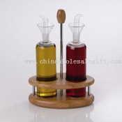 menage vinaigre huile avec support en bambou images