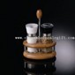 salt pepper menage with bamboo holder small picture