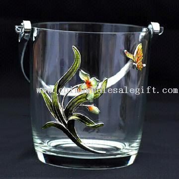 Pewter Ice Bucket with Butterfly Design