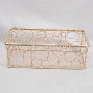Circle Metal Wire Basket in Lasting Gold Finish