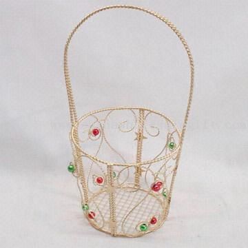 Metal Wire Basket with Bead Decoration