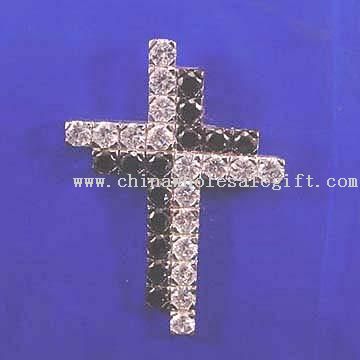 Elégant pendentif croix avec Popular Rhodium et Noir rhodiage