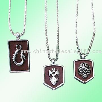 Metal Pendants with Leather Straps