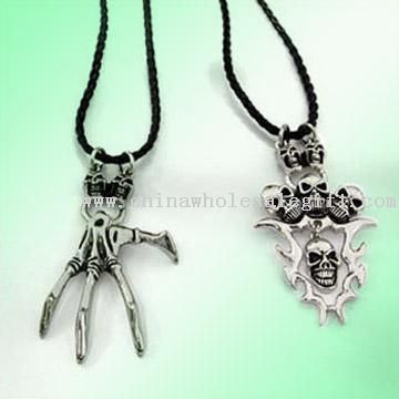 Skull and Hand Pendant with Black Cord Necklace in Various Styles