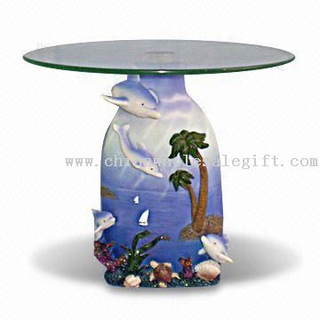 Polyresin delfin-asztal