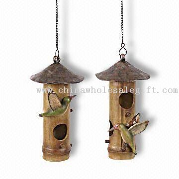 Polyresin birdhouse craft Polyresin Craft in Birdhouse Design with Wood-look Painting