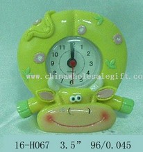 Polyresin Cow Clock w/flower images