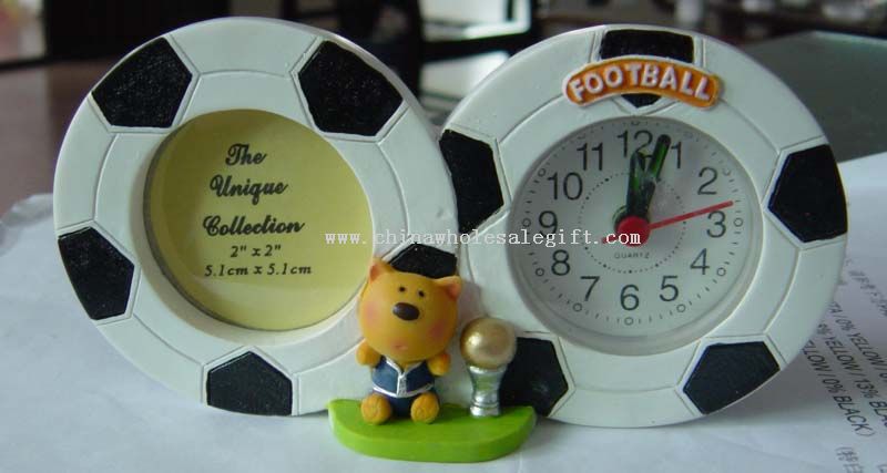Polyresin fodbold ur & ramme