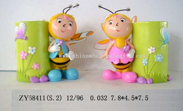 Polyresin Bee W/blyant Vase