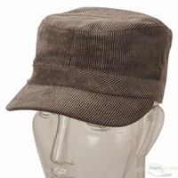 Wojskowa czapka sztruks-brązowy