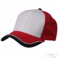 Low Profile Athletic Mesh Caps / White Red
