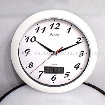10palcový nástěnné hodiny s LCD den / datum kalendáře