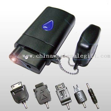 Portable Emergency Mobile Phone Battery Charger with LED Light and Five Changeable Plugs