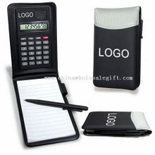 Leder-Notizbuch mit Taschenrechner und Kugelschreiber images