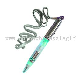 Flashing light pen with lanyard