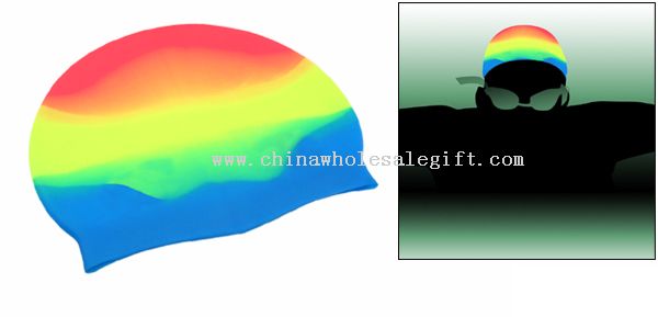Flexible Silicone Skin Swim Swimming Cap - Rainbow